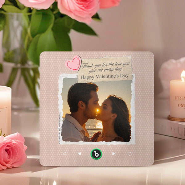 FridgeBeats Frameless Custom Photo Text with Heart Music Fridge Magnet Sticker Special for Valentine's