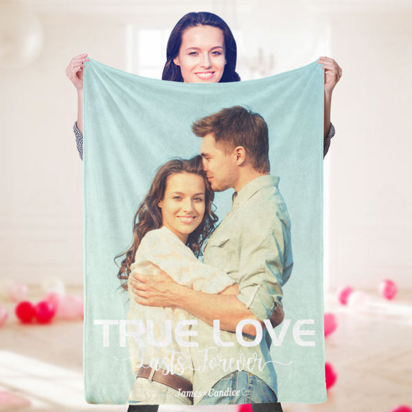 Valentine's Day Gifts Custom Photo Painted Art Portrait Blanket Personalized Photo and Text Blankets
