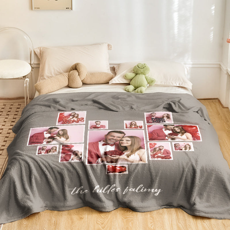 Custom Photo&Text Blanket Gifts for Couple