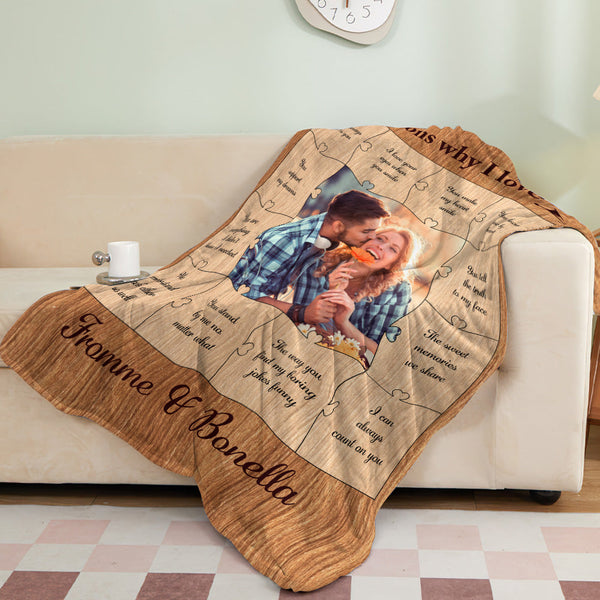 Custom Photo Blanket 12 Reasons Why I Love You Personalized Text Blanket