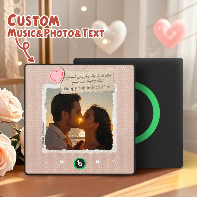 FridgeBeats Framed Custom Photo Text with Heart Music Fridge Magnet Sticker Special for Valentine's Day