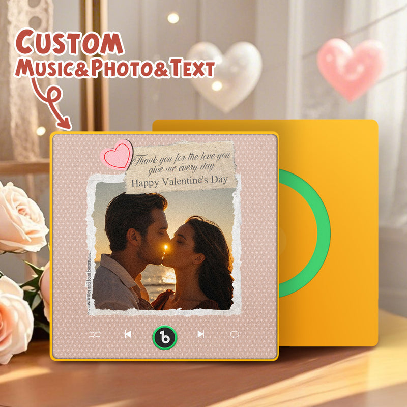 FridgeBeats Framed Custom Photo Text with Heart Music Fridge Magnet Sticker Special for Valentine's Day
