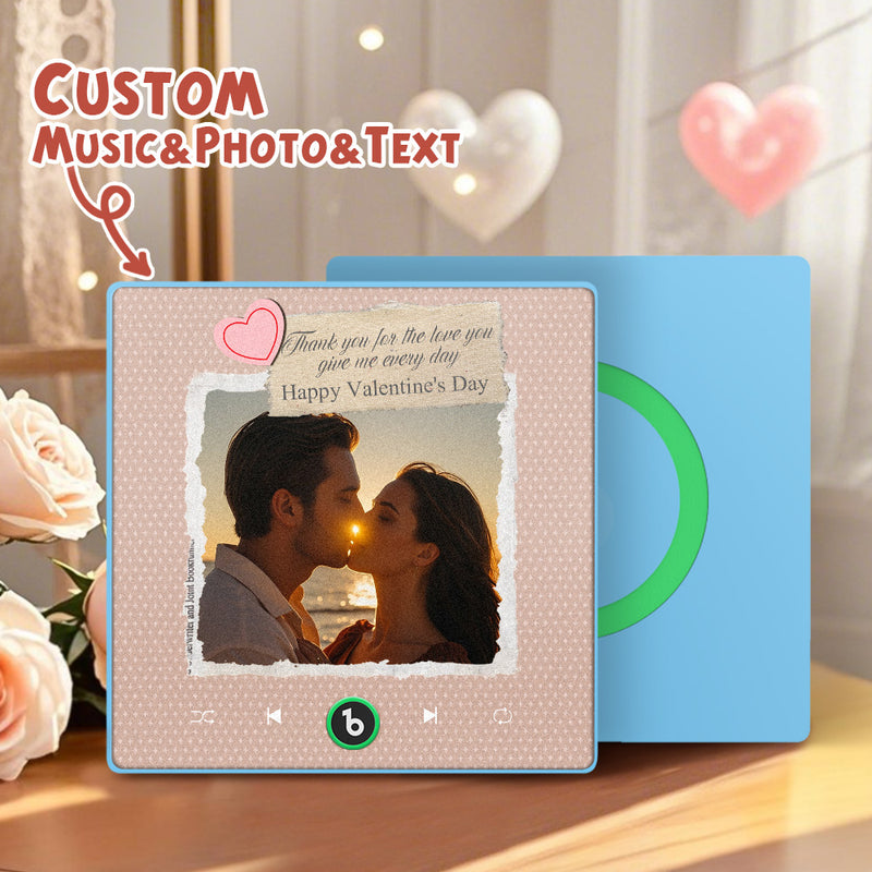 FridgeBeats Framed Custom Photo Text with Heart Music Fridge Magnet Sticker Special for Valentine's Day