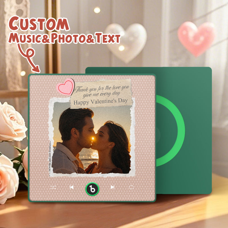 FridgeBeats Framed Custom Photo Text with Heart Music Fridge Magnet Sticker Special for Valentine's Day