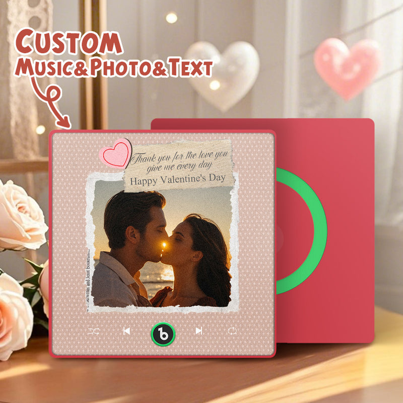 FridgeBeats Framed Custom Photo Text with Heart Music Fridge Magnet Sticker Special for Valentine's Day