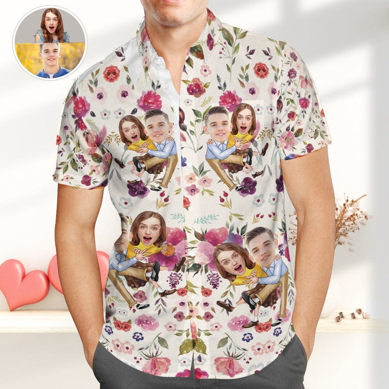 Custom Hawaiian Shirts With Face Custom Hawaiian Shirt Valentine's Day Gift