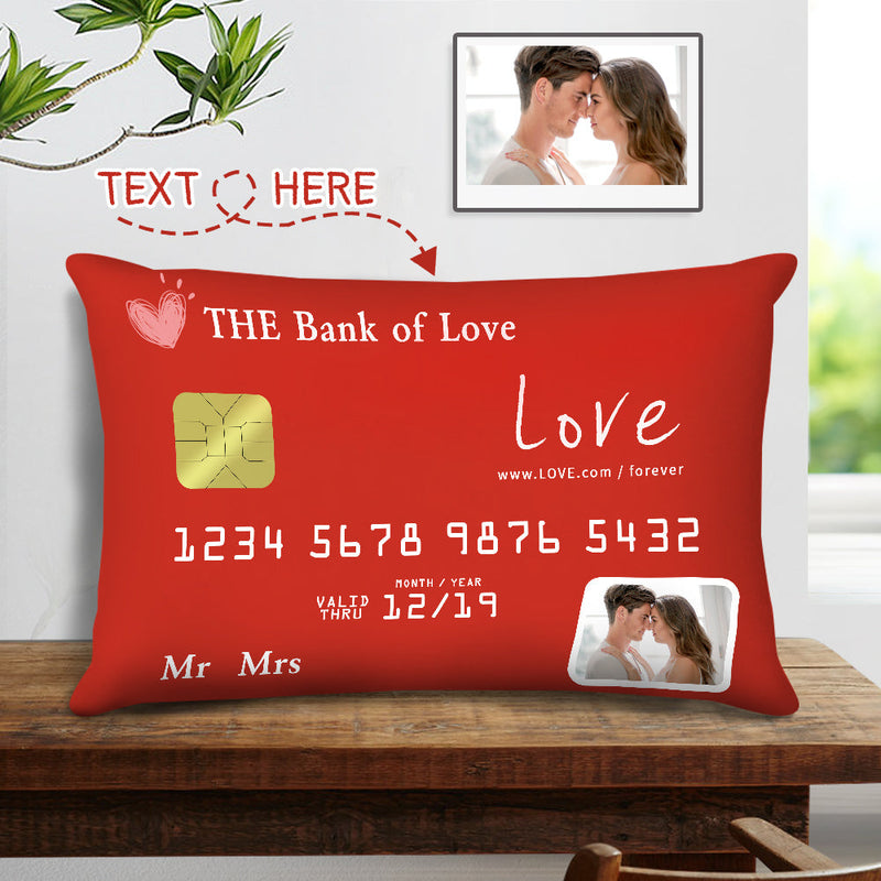Custom Photo Date Card Design Pillow Personalized Oath Book Rectangular Pillow Wedding Gift for Couple