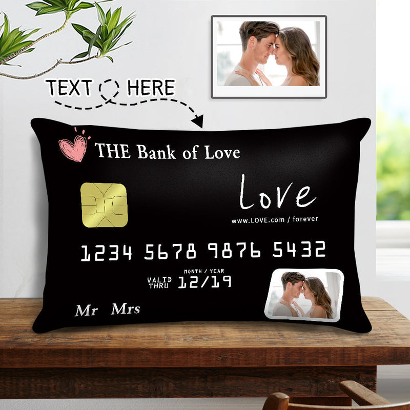 Custom Photo Date Card Design Pillow Personalized Oath Book Rectangular Pillow Wedding Gift for Couple
