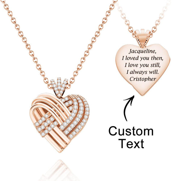 Woven Together Personalized Heart Necklace Custom Engraved Pendant Gifts for Her