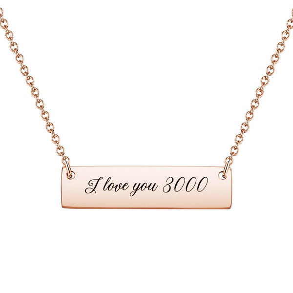 I love you 3000 necklace Custom Engraved Bar Necklace Avengers necklace Gift for her Gift for Marvel