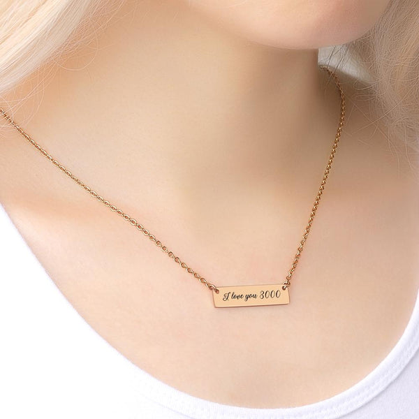 I love you 3000 necklace Custom Engraved Bar Necklace Avengers necklace Gift for her Gift for Marvel