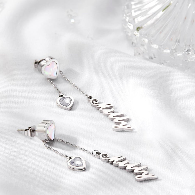 Custom Engraved Earrings Heart-shaped Name Earrings Unique Gift