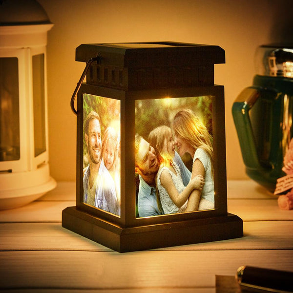 Anniversary Gifts for Couple, Personalized Photo Lantern Nightlight Lamp Memorial Lamp Solar Garden Light