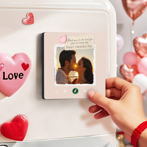 FridgeBeats Frameless Custom Photo Text with Heart Music Fridge Magnet Sticker Special for Valentine's