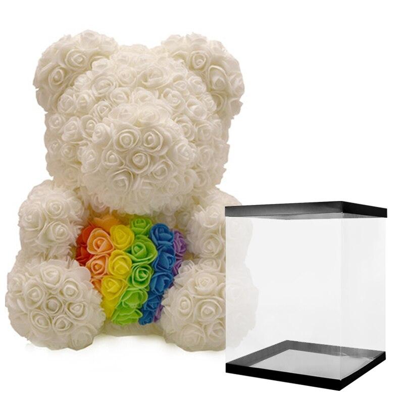 Teddy Rose Bear 🐻-100001826-THE SENSET-White Rainbow with Box-VibeVice™ - Christmas Gift- Christmas Gift Ideas- Gift Ideas- Valentine's day- Valentine's day gift - Mother's day gift - Father's day gift- Anniversary Gift- Couple Gift- Birthday Gift